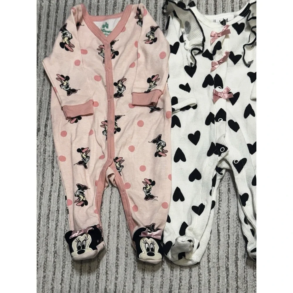 Baby Girl 3-6M Sleeper Bundle 4pc Disney Carter's Footed Pajamas Lot